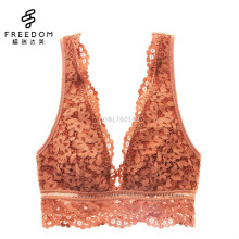 Linda e sexy com decote em V profundo mergulho push up sutiã de renda acolchoado design bralette